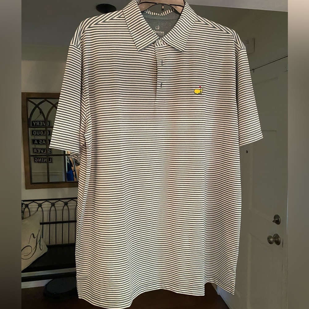 Men’s Green Stipe Masters’ Tech Polo